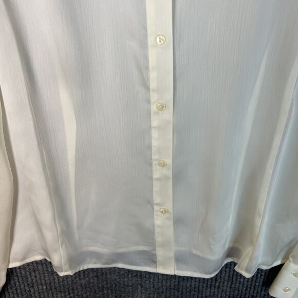 Vintage Worthington Womens Satin Blouse Size 12 Ivory Button Up Sheer Fairy Y2K - Picture 3 of 8